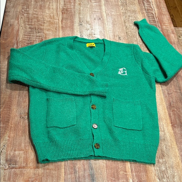 Golf Wang Other - Golf Wang Green Mohair Blend Button Front Cardigan with Pockets and Chest Logo
